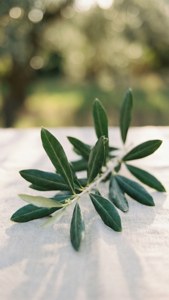 Olive Branch on Linen