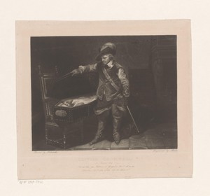 Oliver Cromwell bij de geopende grafkist van Karel I
