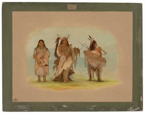 Omaha Chief, His Wife, and a Warrior