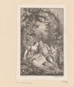 Omhelzend koppel met putto