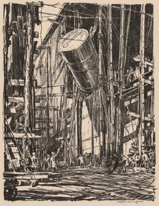On the Clyde, 1917-1918:  Lifting an Oil Tank into a Train Ferry