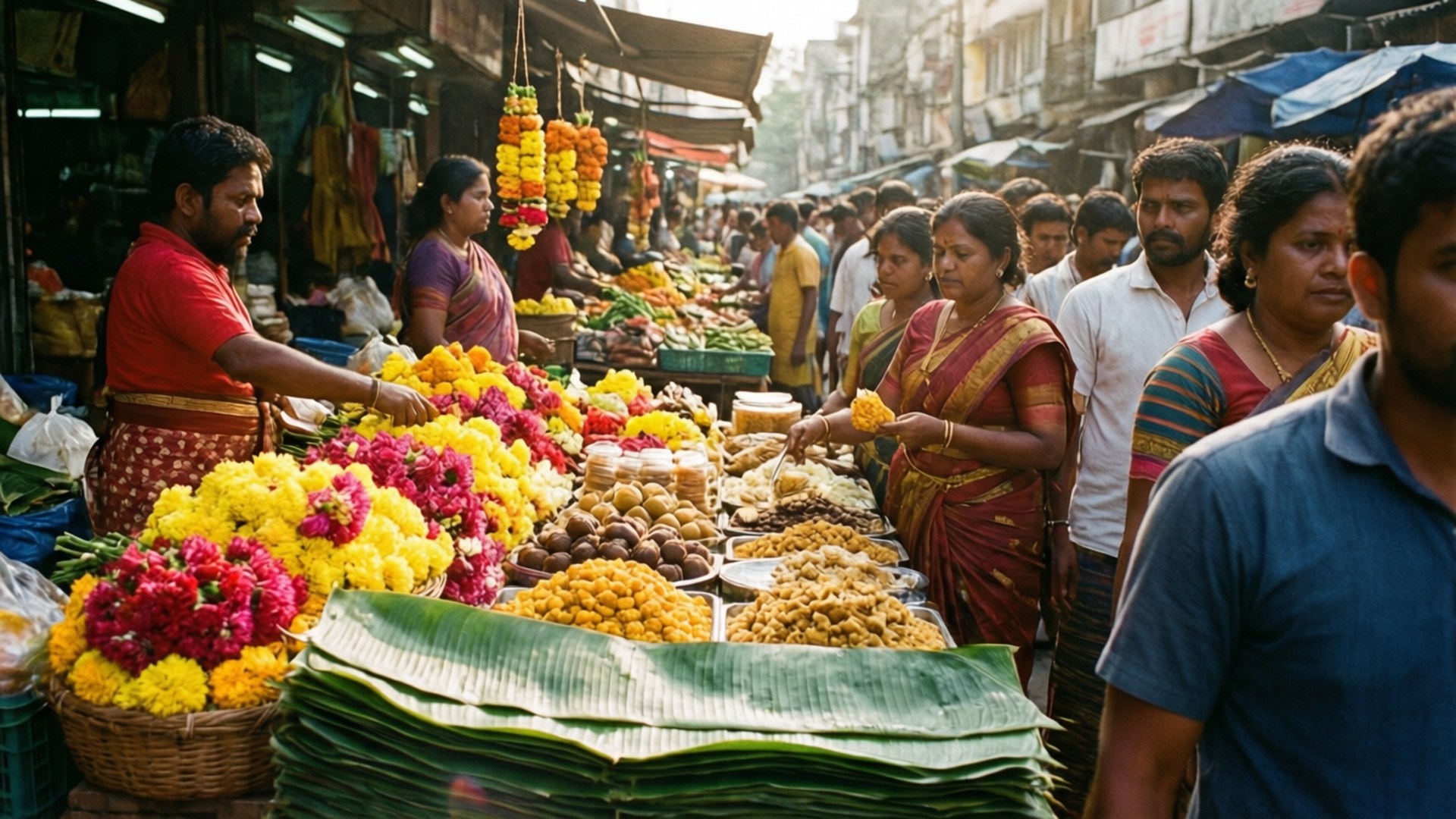 Onam Market Street Scene by Wallpapers.art Studio