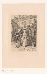 Ontmoeting tussen Manon Lescaut en Chevalier des Grieux bij een koets