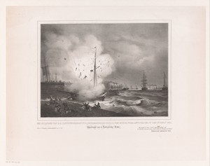Ontploffing van de boot van Jan van Speyk voor Antwerpen