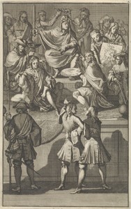 Ontvangst van Cornelis de Bruyn als nieuw lid van de Bentvueghels, 1674