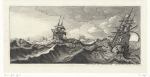 Oorlogsschepen in een zeestorm