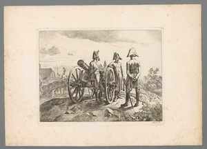 Oostenrijkse kanonniers bij de trekkar met daarop het kanon