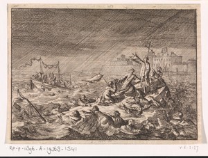Op de Weichsel bij Warschau lijden twee schepen met geestelijken en bedevaartgangers schipbreuk in een wervelwind, 1683