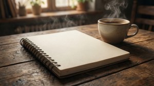 Open Notebook with Coffee