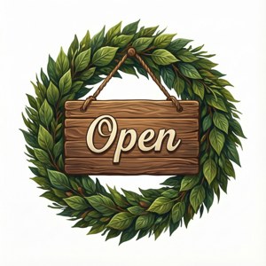 Open Wreath Sign