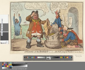 Opening of the Budget; - or - John Bull Giving His Breeches to Save His Bacon
