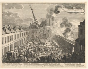 Oprichting van de meiboom van de Gobelins ter ere van Charles le Brun