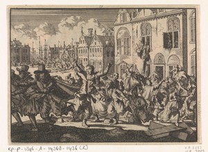 Oproer te Enkhuizen waarbij de huizen van vice-admiraals Kwast en Turk worden vernield, 1635