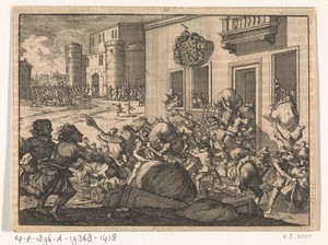 Oproer te Londen: het huis van William Laud wordt geplunderd en de Tower wordt door het volk bestormd om gevangenen te bevrijden, 1640