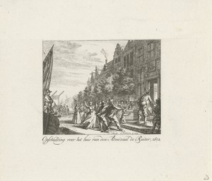 Opstootje voor het huis van admiraal Michiel Adriaenszoon de Ruyter, 1672