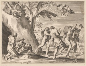 Opvoeding van Jupiter met het wapenschild van de Barberini familie