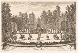 Opvoering van ruiters tijdens de opening van de feestelijkheden op Versailles