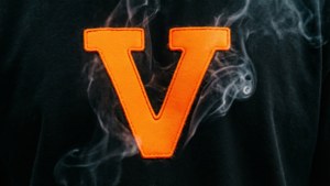 Orange V on Black
