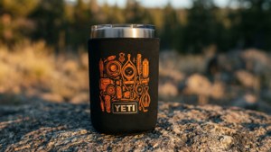 Orange Yeti Koozie Camping