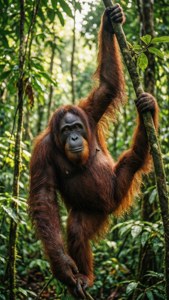 Orangutan in Borneo Rainforest