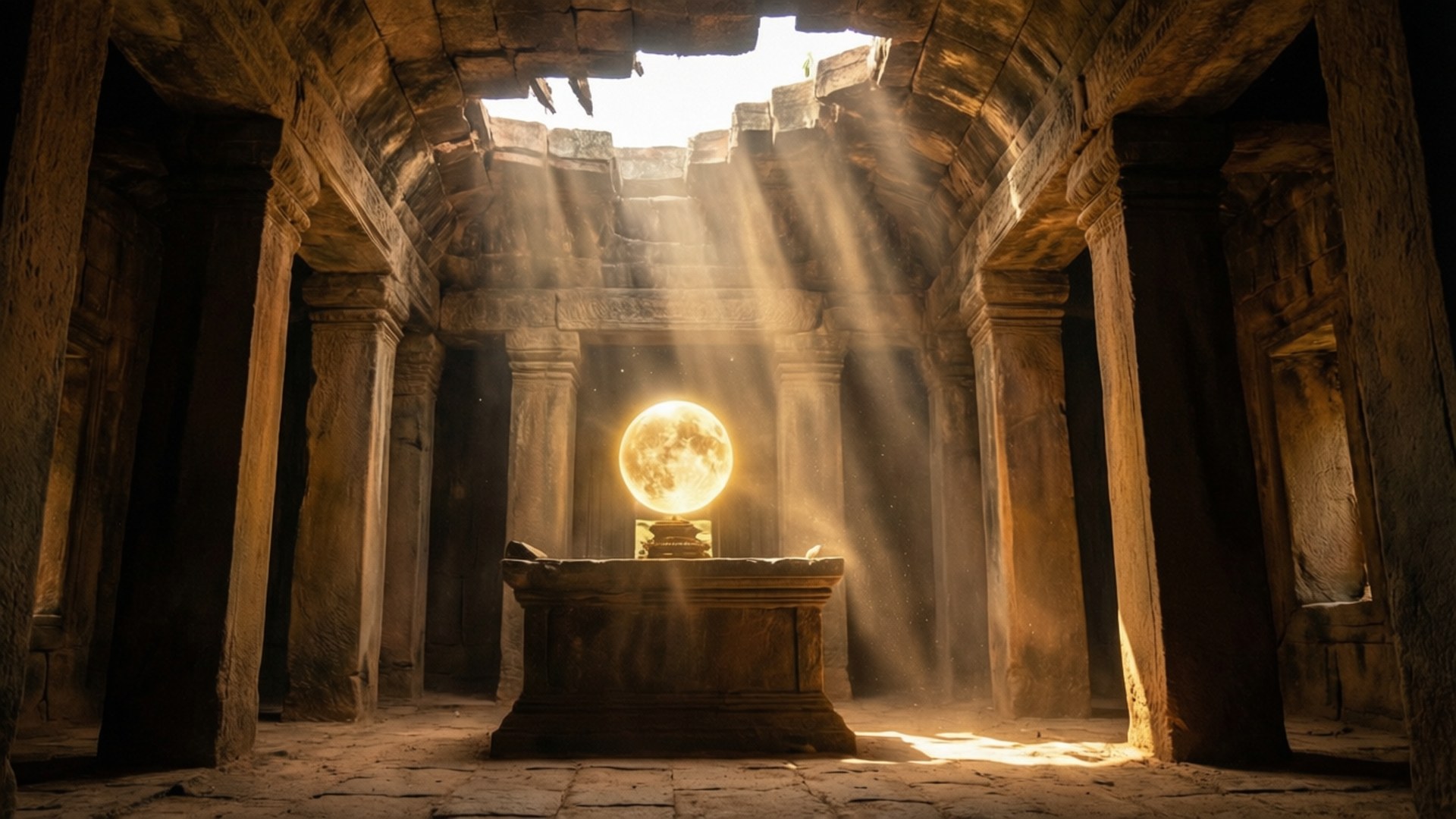 Orb in Ancient Temple by Wallpapers.art Studio