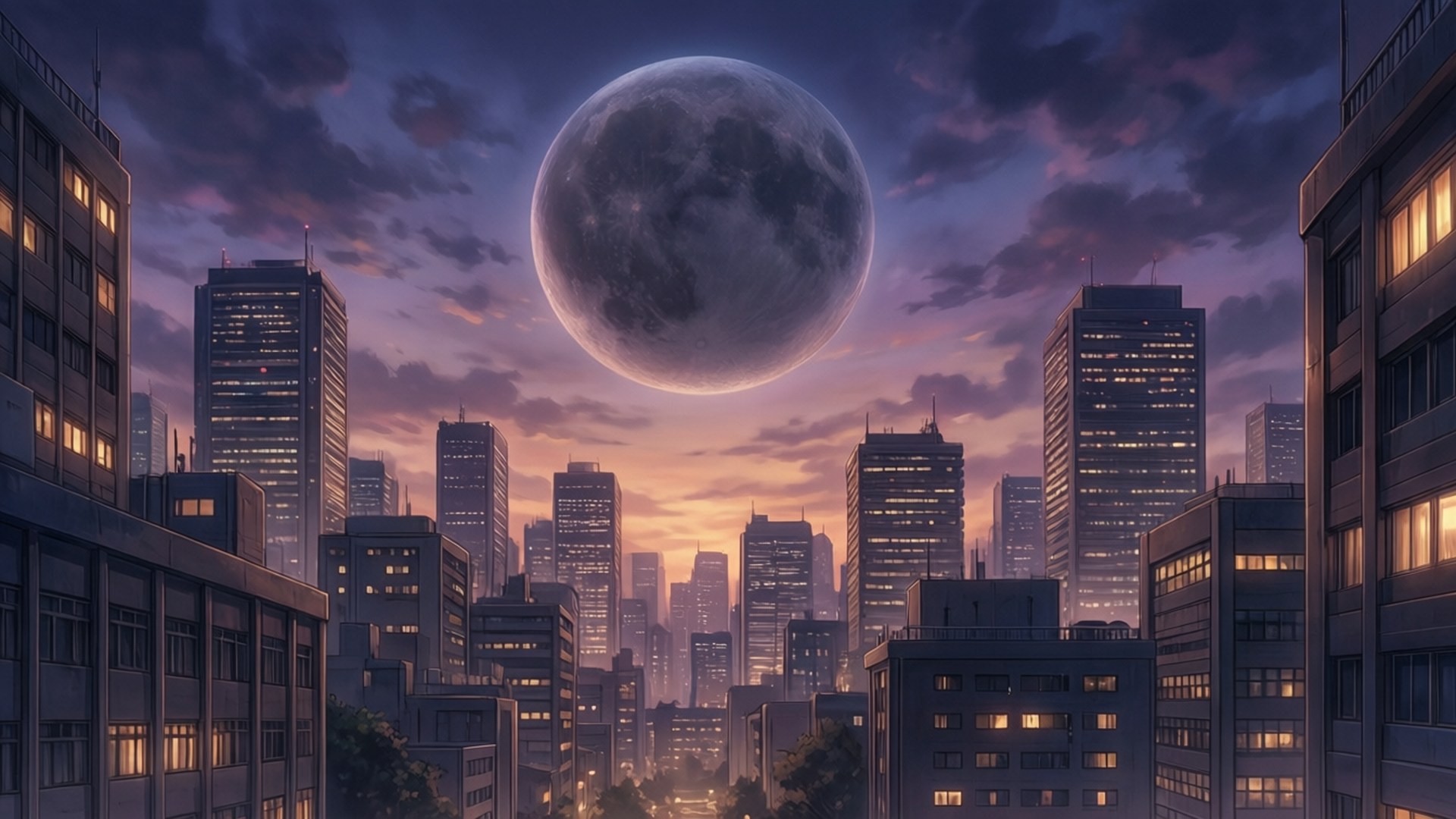 Orb Over Twilight City by Wallpapers.art Studio
