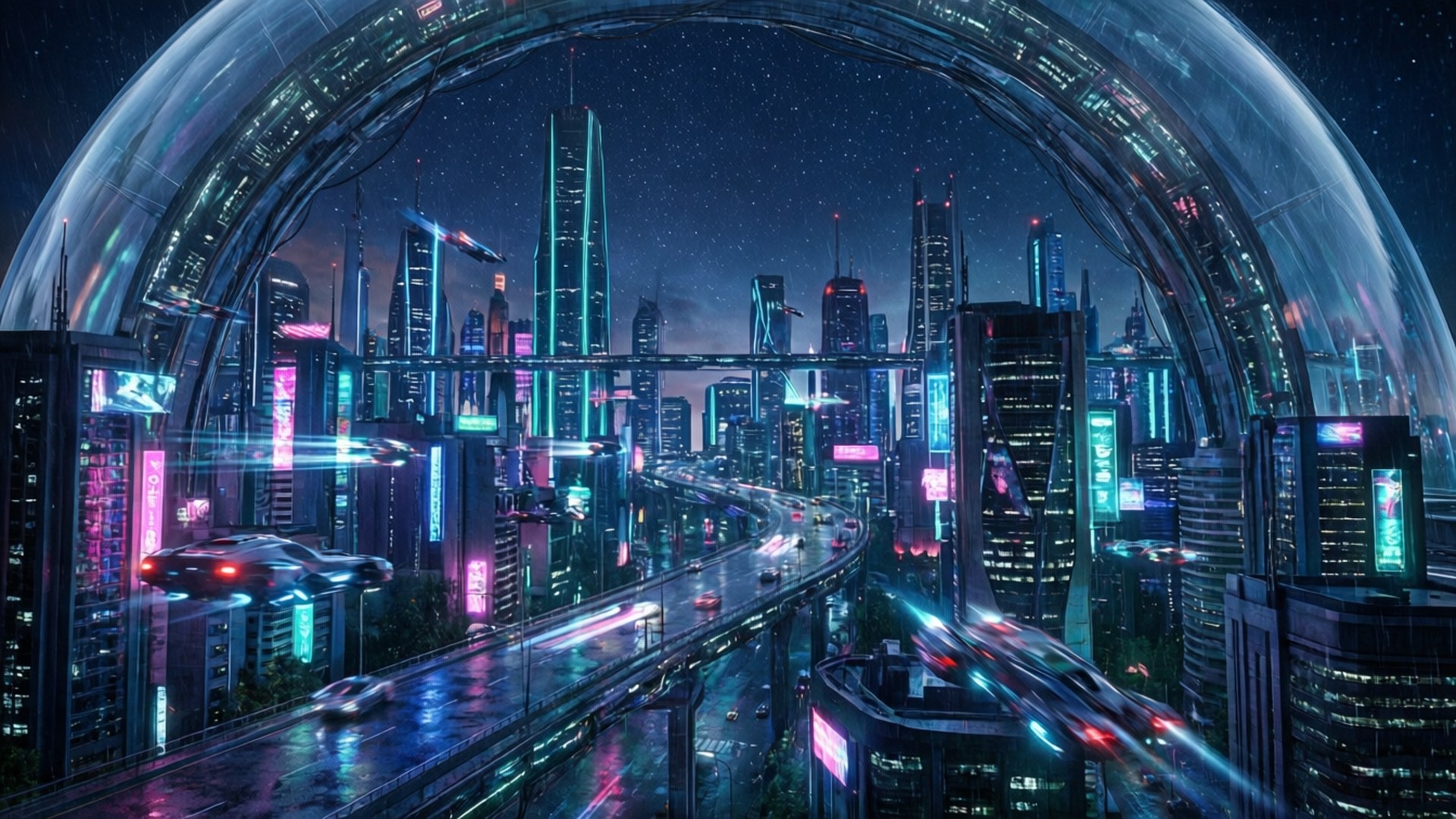 Orbital Ring City by Wallpapers.art Studio