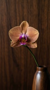 Orchid on Mahogany