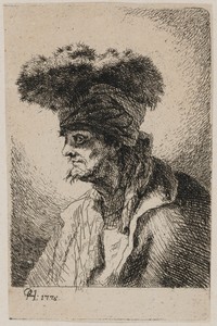 Oriental with a Fur Hat, Looking Left