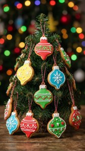 Ornament Cookies on Tree