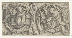 Ornament met triton en sirene