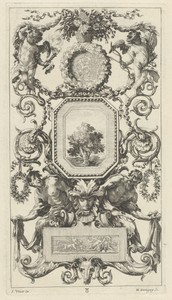 Ornamental Panel Surmounted by a Basket of Flowers with Cupid and Hymen