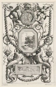 Ornamental Panel Surmounted by a Medallion with a Sacrifice, plate 5 from the Livre de Diverses Grotesques Peintes dans le Cabinet et Bains de La Reyne Regente, au Palais Royal
