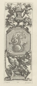 Ornamental Panel Surmounted by Two Putti and a Vase