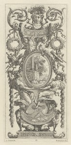 Ornamental Panel Surmounted with a Head Flanked by Foliage