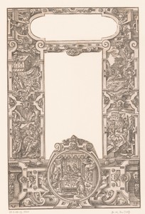Ornamentlijst met rolwerk en vijf oudtestamentische scènes