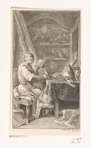 Ornitholoog in zijn studeerkamer