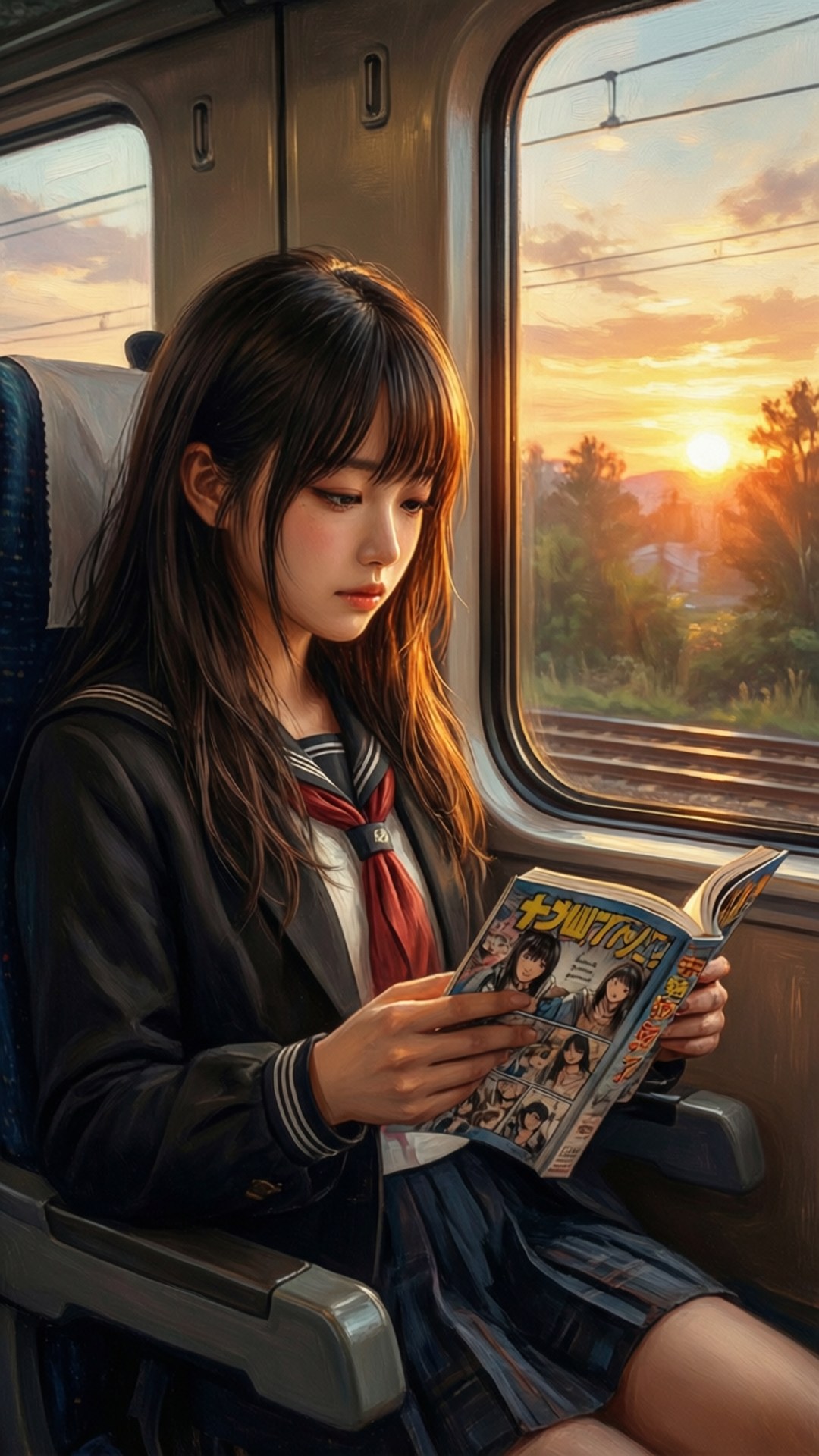Otaku on Train by Wallpapers.art Studio