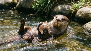 Otter Playing in Stream