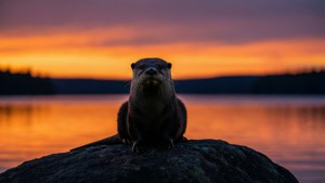 Otter Silhouette Sunset