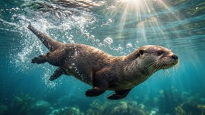 Otter Underwater Swim
