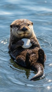 Otter with Pebble
