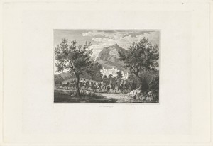 Ottomaanse ruiterstoet bij een hoge berg