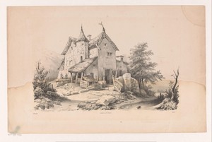 Oud huis in landschap