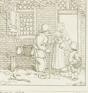 Oude man deelt speelgoed uit