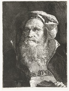 Oude man met baard en boek