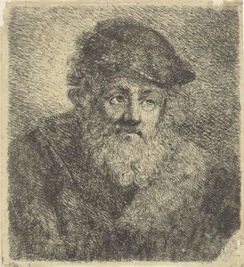 Oude man met baard en muts