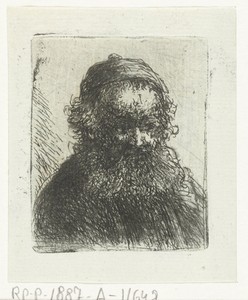 Oude man met baard en muts
