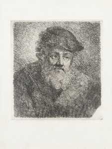 Oude man met baard en muts