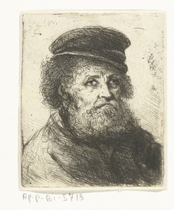 Oude man met baard en pet